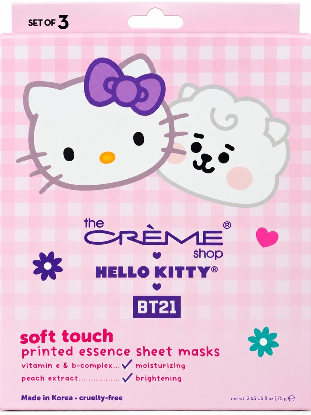 The Creme Shop x Hello Kitty BT21 Soft Touch Sheet Masks - Pink (Set of 3)